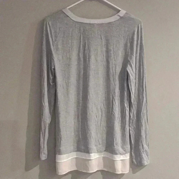 White House Black Market Heather gray women's small long sleeve extended hem top - Picture 6 of 6
